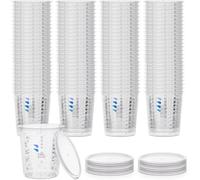 BenBow Vasos medidores profesionales 400 x 1370 ml con 48 tapas - Vasos mezcladores con escala múltiple para resina, resina epoxi y barniz, vaso con escala para mezclar pintura, vaso medidor