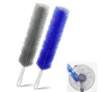 Bendable Microfiber Head,Reusable Dust Remover, Fan Cleaner Brush, Washable ldeal for Electric Fans Air Conditioning, Home Car Vents, Curtain, Non-disassembly Cleaning (Gray + Blue)