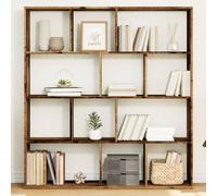 Bendmaxx Librería con aspecto de madera envejecida, 132 x 29 x 141,5 cm, con 12 compartimentos, para salón, estudio, almacenamiento y decoración