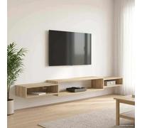 Bendmaxx Mueble de TV montado en la pared, roble Sonoma, material de madera, 220 x 28 x 21 cm, 3 estantes, montaje en pared, estantería flotante para salón, oficina, sistema de pared que ahorra