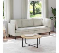 Bendmaxx Salón de 3 piezas en terciopelo crema con cojín y espacio de almacenamiento integrado, moderno juego de salón con sofá de esquina y grupo de asientos para habitación familiar y habitación de