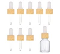 BENECREAT 10 Juego de Cuentagotas de Vidrio para Aceites Esenciales 5 ml Tapa Giratoria A Presión Gotero de Aceite Pipeta Cuentagotas de Vidrio con Grano de Madera de Imitación para Botellas