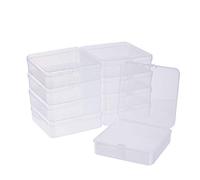 BENECREAT 10 Pack Caja de Almacenamiento de Plástico Transparente con Tapas Abatibles para Pastillas Hierbas Cuentas Pequeñas Tarjetas 9.5x9.5x3cm