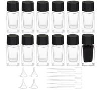 BENECREAT 12 Frasco de Tinta de Vidrio Resistente, Botellas de Vidrio de 18 ml/0.61 oz con Tapas de Plástico Negras, 6 gotero de Plástico, 4 Embudo de Plástico para Tinta Líquida