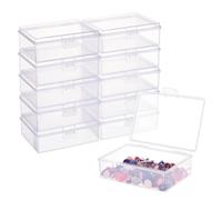 BENECREAT 12 Pack Caja Organizadora de Plaástico Contenedores de Almacenamiento 9.75x7x3.25cm Transparente con Tapa para Artículos, Hierbas, Grano Diminuto, Joyas