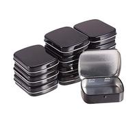 BENECREAT 12 Pack Caja Portátil de Metal Bote Negro con Tapa Conectada Rectángula Contenedor Pequeña de Hierro de Almacenamiento de Caramelos, Monedas, Agujas, Pastillas