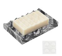 BENECREAT 124 x 80 x 18 mm Jabonera de mármol negro jabonera de mármol para la ducha, soporte para pequeñas barras de jabón como accesorios de baño de mármol, ducha, fregadero de cocina