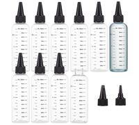BENECREAT Paquete de 10 botellas PET transparentes con tapa negra, dispensadoras graduadas para tinta, líquidos, aceites, geles, pegamento