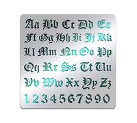BENECREAT Plantillas de letras de metal mate, plantilla gótica del alfabeto y números de la A a la Z para pintar, quemar madera, quemar cuero, grabado, álbumes de recortes, 15,6 x 15,6 cm