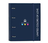 BENETTON Carpeta equipada Love – DIN A4 4 anillas 30 mm Azul marino