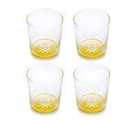 Benetton Set 4pc Vasos de Agua 0,33l Cristal Amarillo Rainbow - Alta Calidad