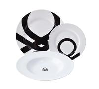 BENETTON Set de Vajilla de Porcelana Estampada Negra - 18 Piezas