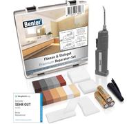 BENLER® Kit de reparación de azulejos con fuente 2 en 1 para baldosas, también apto para laminado, parquet y suelo de vinilo - Kit de reparación de 19 piezas (marrón/gris)