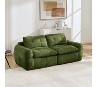 BENMWS Sofá modular de 2 plazas con relleno cuadrado 32D de espuma de alta densidad chenilla asiento profundo minimalista sin montaje para apartamento, salón, dormitorio, verde