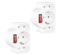 benon 2 regletas Blancas con Interruptor - Adaptador de enchufes con Mecanismo de Seguridad para niños - Toma Doble 3680W - Regleta Triple - 2 Euro y 1 Schuko - Ladrón