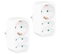 benon Juego de 2 Enchufe múltiple Blanco, Triple 3680 W | adaptador con bloqueo de seguridad para niños | enchufe doble & múltiple | 2 Euro + 1 Schuko | con toma de tierra