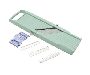 Benriner BN-1GR - Mandolina japonesa de mano con tres cuchillas intercambiables de acero inoxidable, color marfil, cortador de frutas y verduras, acero inoxidable, verde