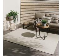 benuta Basic Alfombra Exterior Iowa - Crema 195x195 cm - Estilo Yute Boho - Resistente al Clima y UV para balcón, terraza, jardín, Cocina y Sala - Duradera y Robusta - También Apta para Interiores
