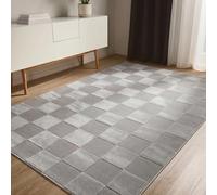 benuta Basic Alfombra Salon Claire - Gris 140x200 cm - Minimalista para Dormitorio, Sala de Estar en Estilo Retro geométrico - Fácil de Limpiar - Apta para Suelos radiantes