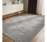benuta Basic Alfombra Salon Claire - Gris 160x230 cm - Minimalista para Dormitorio, Sala de Estar en Estilo Retro geométrico - Fácil de Limpiar - Apta para Suelos radiantes