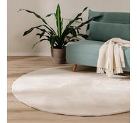 benuta Basic Alfombra Salon Furry - Redonda 200 cm - De Piel sintética - Suave para Sala y Dormitorio - Base Antideslizante - Lavable - Compatible con calefacción bajo Suelo
