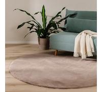benuta Basic Alfombra Salon Furry - Topo Redonda 120 cm - Suave para Dormitorio y Sala de Estar - Fibra sintética - Reverso Antideslizante - Lavable - Apta para Suelos radiantes