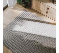 benuta Basic Alfombra Salon Leo - Gris Claro 300x400 cm - Abstracta Relieve salón, Dormitorio, Pasillo - Fácil - Suelo Radiante