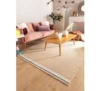 benuta Karla Pop Alfombra de lana, color beige, 120 x 170 cm, algodón, lana, rectangular, estilo liso, Hygge & Cozy, minimalista, fácil de limpiar para salón o dormitorio