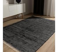 benuta Pop Alfombra Algodón Tom - Negro 80x150 cm - Tejida a Mano para Dormitorio, Sala de Estar y Salon - 100% Reciclado - Apta para Suelos radiantes