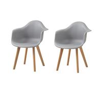 BenyLed Juego de 2 Sillas de Comedor Nordicas, PP Asiento Pata Haya, Gris