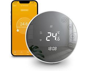 Beok Tuya - Termostato Inteligente WiFi para calefacción del Agua programable, termostato Ambiente de Pared Compatible con Alexa 3A TGR86WIFI-WP