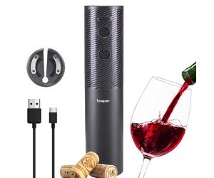 BEPER P102ACP103 Sacacorchos Eléctrico Recargable por USB, Abrebotellas de Vino, con Cortador de Láminas, para Corchos y Corchos Sintéticos