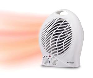 BEPER P203TER202 calefactor baño, Ventilador calefactor, 2000W, 2 Potencias seleccionables, Ventilador calefactor compacto con Termostato ajustable, Modo ecológico y apagado automático, Blanco