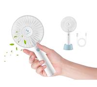BEPER P206VEN401 Mini Ventilador Portátil Recargable, 3 Velocidades, Silencioso, Soporte y Cable USB Incluidos, Blanco