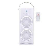 BEPER P206VEN445 Ventilador recargable con nebulizador y control remoto, mini ventilador portátil USB-C, doble ventilador oscilante, luz LED, 3 velocidades, ventilador de mesa