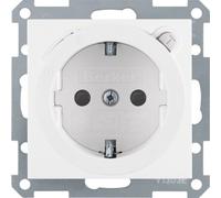 BER S1, combinación Schuko con protección diferencial (FI), número de artículo 47088989. Enchufe Ber, color blanco polarizado, acabado brillante