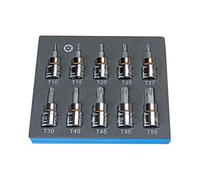 BERGEN 10Pc 3/8 Drive 48mm Largo S2 A Torx Prueba Zócalo de Puntas Torx Brocas Set Cabezales T10 - T55 BER1177