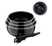 Bergner - Juego 3 cazos Black Edition, 16/18/20 cm, Mango ergonómico extraíble, Aluminio prensado