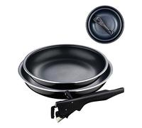 Bergner Black Edition | Juego de Sartenes de 3 Piezas de 22 y 26 cm + Mango Ergonómico Extraíble| Aluminio Prensado y Antiadherente | Para Todo Tipo de Cocinas y Horno