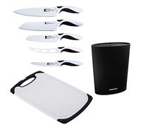 Bergner Black&White - Set de 5 Cuchillos Acero Inoxidable + Tabla Corte + Tacoma Universal