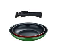 Bergner click&cook juego de 2 sartenes ø22ø26cm aluminio prensado 2 colores + mango desmontable