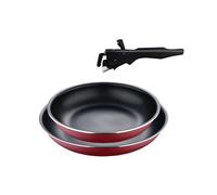 BERGNER Red Edition | Juego de Sartenes de 3 Piezas de 22 y 26 cm + Mango Ergonómico Extraíble | Aluminio Prensado y Antiadherente | para Todo Tipo de Cocinas y Horno