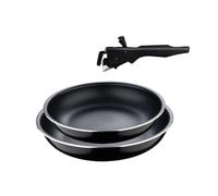 Bergner Click&Cook Juego de 2 Sartenes Ø22cm y Ø26cm + Mango ergonómico extraíble en Aluminio prensado