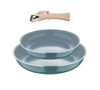 Bergner| Set de 2 Sartenes (22+26 cm) con Mango Desmontable | Aluminio Prensado | Interior Antiadherente Gris | Cocina, Hornea y Apila Fácilmente | Inducción Compatible