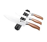 Bergner copper set de 3 cuchillos en acero inoxidable + soporte magnético de pared