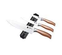 Bergner copper set de 3 cuchillos en acero inoxidable + soporte magnético de pared 4.5 cm