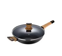 BERGNER Earth | Sartén de Cocina de 28x7,5 cm Con Tapa | Color Negro | Fabricada en Aluminio Prensado con Agarres Ergonómicos de Madera | Menaje de Cocina | Compatible con Todo Tipo de Cocinas