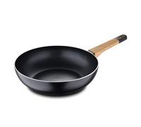 Bergner Sartén Earth 28x7,5 cm con tapa – Aluminio prensado, agarres ergonómicos de madera, negro