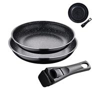 Bergner Edición Black | Juego de Sartenes | 2 Sartenes de Aluminio Prensado de 24 y 28 cm| con Mango Ergonómico Intercambiable | Menaje de Cocina | para Todo Tipo de Cocinas