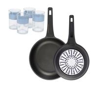 Bergner juego de 2 sartenes ø24ø28cm en aluminio fundido con mango de baquelit juego de 4 vasos de 0,5l 12 cm